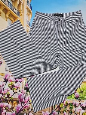 Lioness High Waisted Raw‎ Hem Pinstripe Wide Leg Jeans Size Small